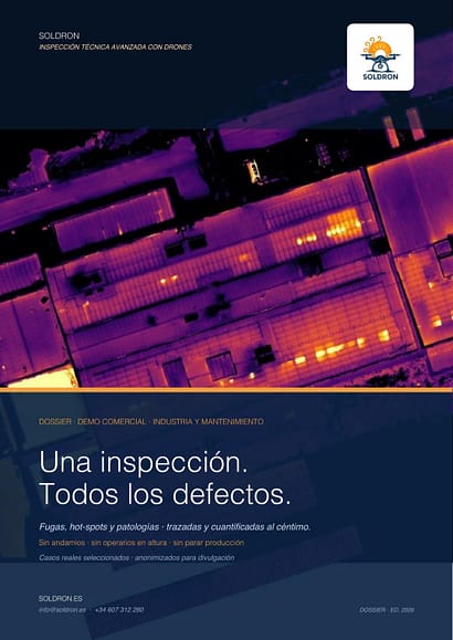 Portada del dossier técnico de inspección con drones de SolDron